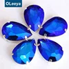 Factory wholesale sapphire ab droplet shape 10*10.5mm flat glass stone best sale stylish fancy crystal stone for shoes