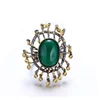 Green Agate 925 Sterling Silver Jewelry Ring with Peridot Stone for Women