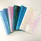 Zebra pattern metallic pu synthetic leather for women bags and hair bows