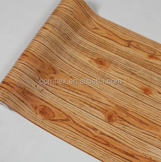 3D Embossed Wood Design Mural Wall Paper Classic PVC Interior Decorative Wallpaper