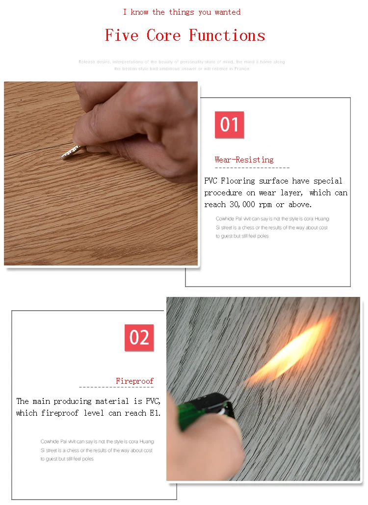 stone grain series plastic vinyl SPC flooring tile, cheap price, Foshan producing