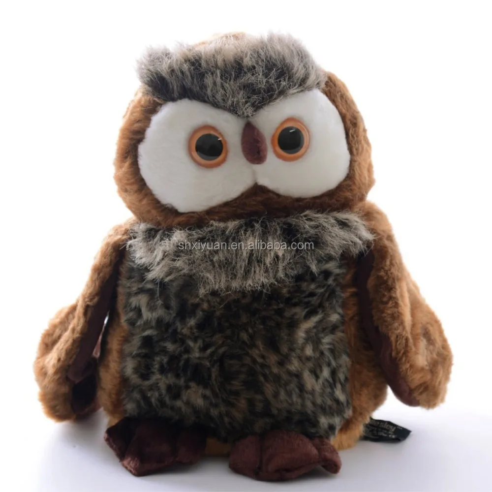 kids soft stuffed owl toy brown standing oem plush owl