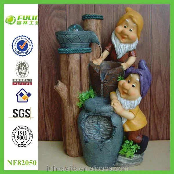 resin funny gnome water fountain decorative garden item