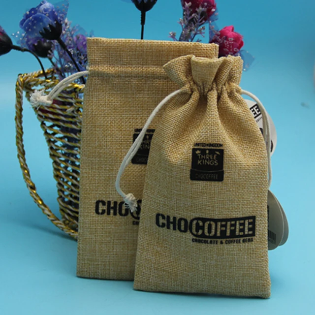 wholesale custom printed hessian gift bags with drawstring