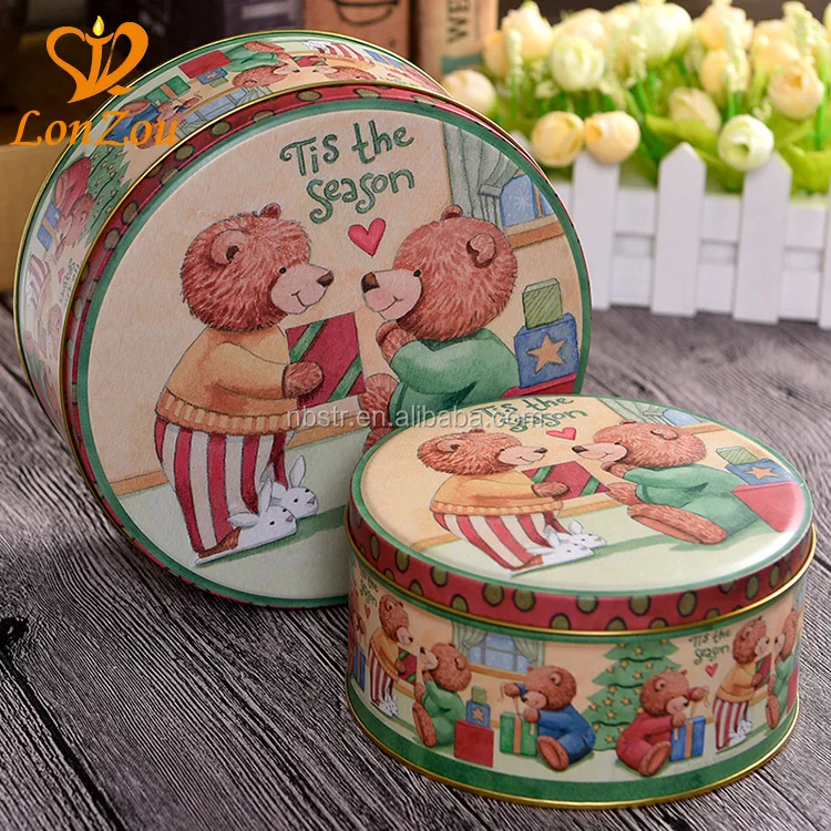 tin box biscuit metal big custom printed flat cookie tin box
