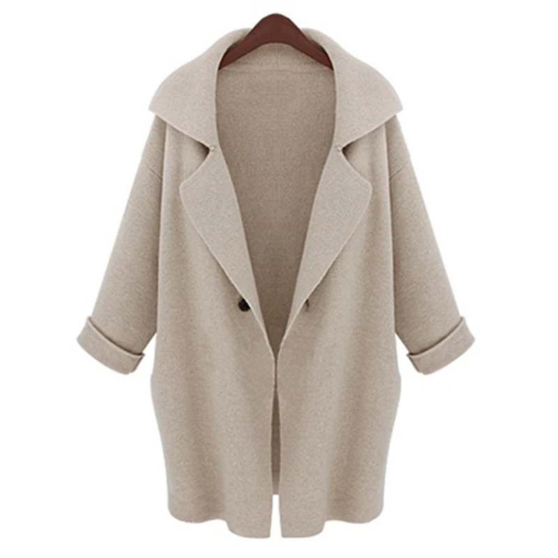 European Women Sweater Coats 2015Autumn Winter Oversized Crochet Trench Coat Knit Overcoat Lady Long Cardigan Sweaters Plus Size