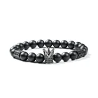 F145 Luxury fashion charm jewelry imperial crown king men bracelet custom bead gemstone stone bead bracelet