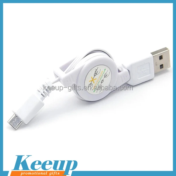 Giveaways round shape one side pull multi-function usb data charger cable - ANKUX.COM