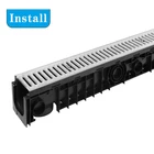 plastic drainage channel with steel grate pedal cyclists and pedestrians use cover