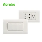 American Italian Type 16A 3 Gang 2 Way Wall Switch with luminus indicator