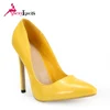 China factory cheap price OEM/ODM service lemon yellow color office lady dress shoe high heel shoes
