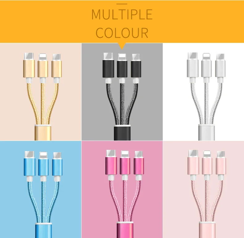 2.4A Current 3 in 1 Charging Sync Data Nylon Braided Micro USB Cable - ANKUX.COM