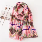 Wholesale 2019 fashion girls ombre print scarf high quality pink stripe soft cotton line print head scarves women