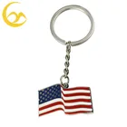Beautiful Metal Enamel US Flag Key Chain Waved Country Flag Keychain
