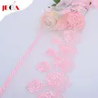 2019 Decorative big rose design pink eyelash lace trim factory