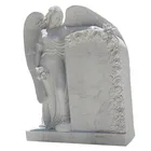 Carved White Marble Sleeping Angel Headstones Granite Upright Memorial Gravestone