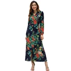 Factory manufacturer YILEYA women dress flowers ,ladies long sleeves dresses smart casual ,floral dress maxi