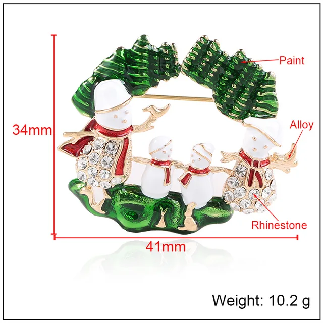 fashion family festive rhinestone christmas snowman brooches