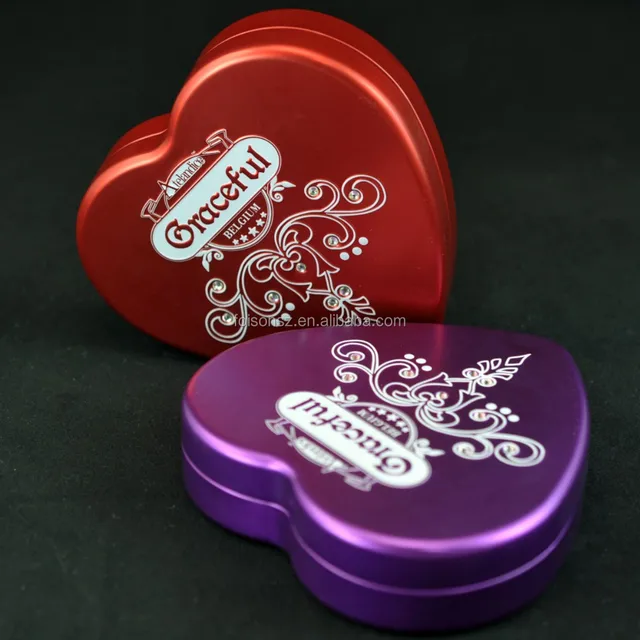 quality oem printing heart shaped candy packaging metal gift box