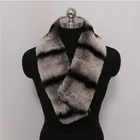 Custom Design Different Types Detachable Black White Grey Color Chinchilla Fur Collars For Sale