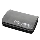 Custom Auto Car Company Logo With Hot Silver Stamping Black Leather Stainless Steel Metal Custom Gift Card Holder