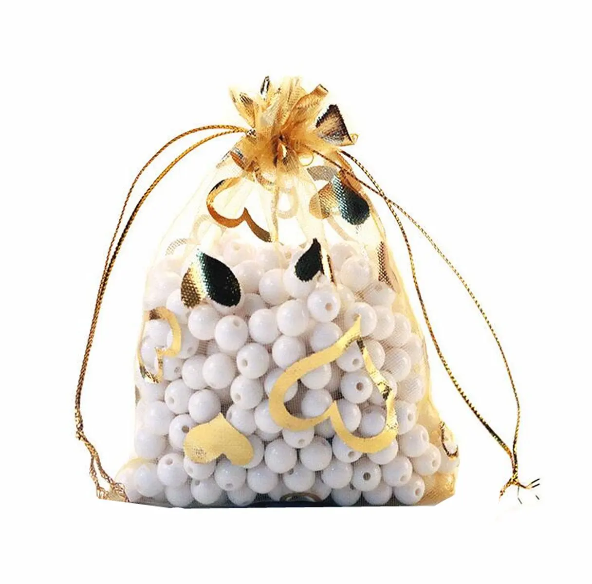 bags heart pattern sheer drawstring pouches jewelry gift bags