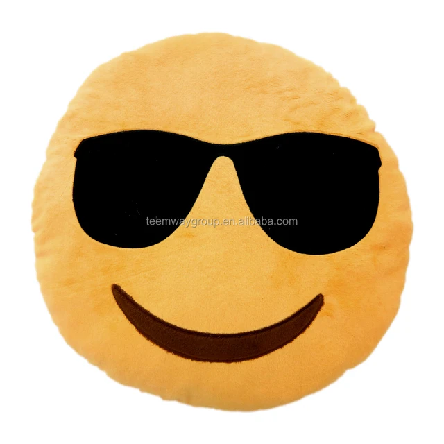 stuffed plush soft throw pillow smiling face with sunglasses