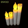 Yellow Mini Battery Operated Wax Dipped White Flickering Flameless Taper LED Candles