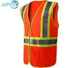 Polyester mesh durable outdoor work red safety reflective vest with pockets