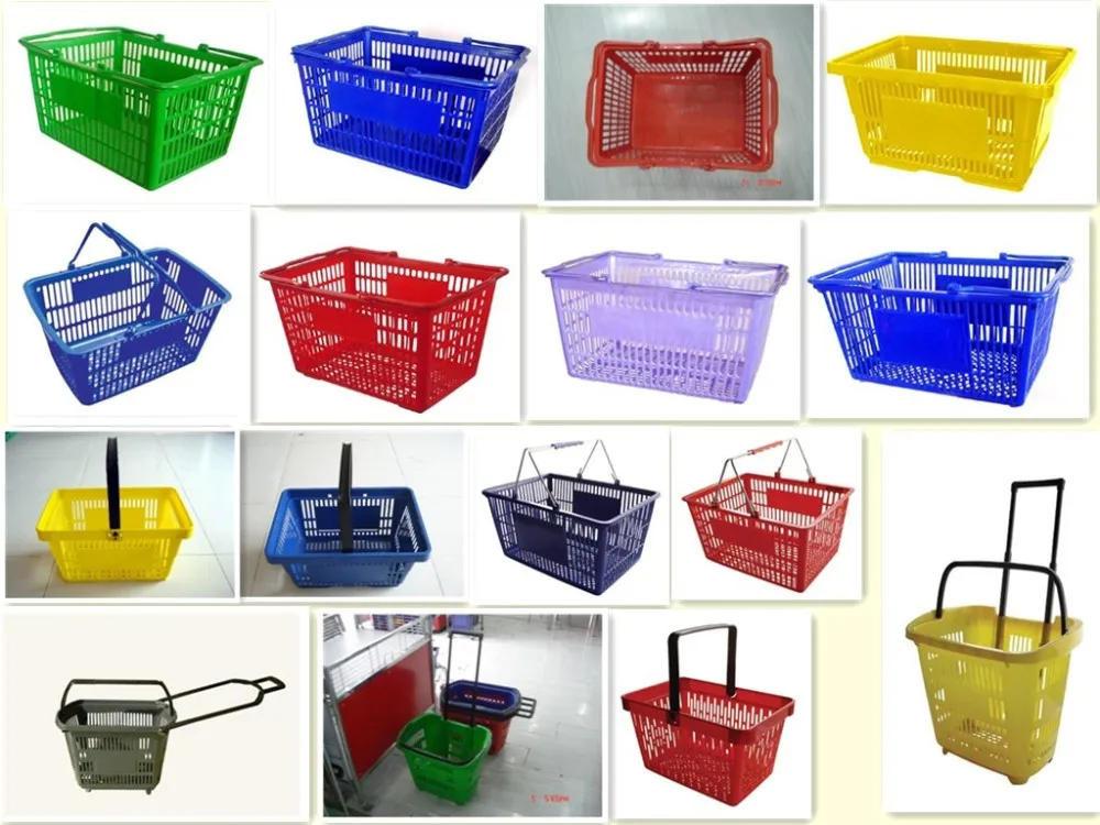 新製品2016ハンドキャリープラスチックスーパーマーケット買い物かご用マートで両輪仕入れ・メーカー・工場