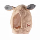 Cute Bunny Cable Knitted Bonnet Kids Balaclava Hat Winter Warm Skull Cap