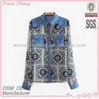 2015 Ladies' fashion long sleeves polyester print high quality direct factory elegant lace tops lehenga blouse designs