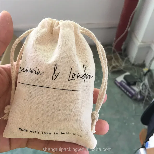 small double drawstring cotton muslin cloth gift candy favor bag