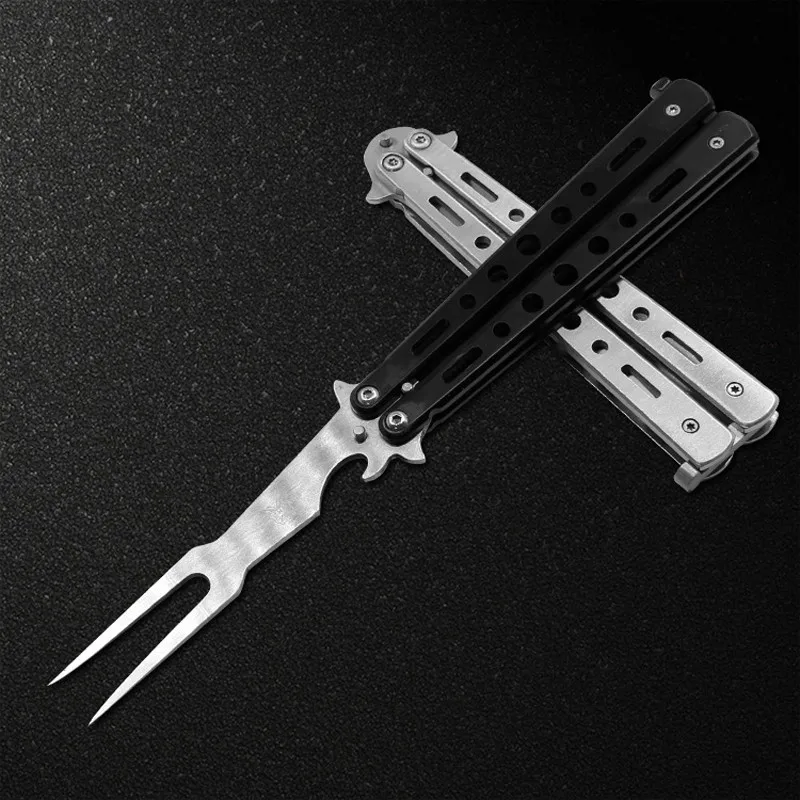 Factory Csgo Butterfly Knife Style Fork Tactical Bbq Fork With Bottle