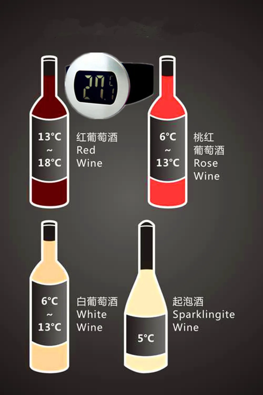 YK - 111 red wine /grape bottle thermometer thermometer Electronic thermometer