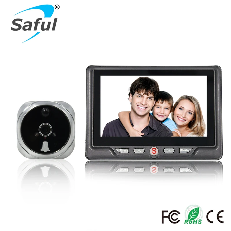 Saful Front Door Mounted Video Camera Digital Door Peephole Viewer