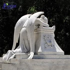 Hand-carved natural stone granite headstone white marble kneeling angel tombstone for sale