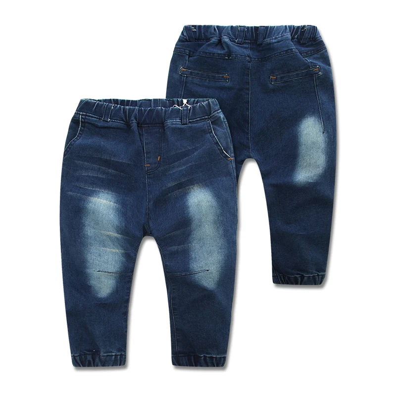 2-7 Years Old Kids Boys Jeans Pants 2015 New Arrival Autumn Brand Fashion Solid Full length Elastic Waist Boys Denim Jeans