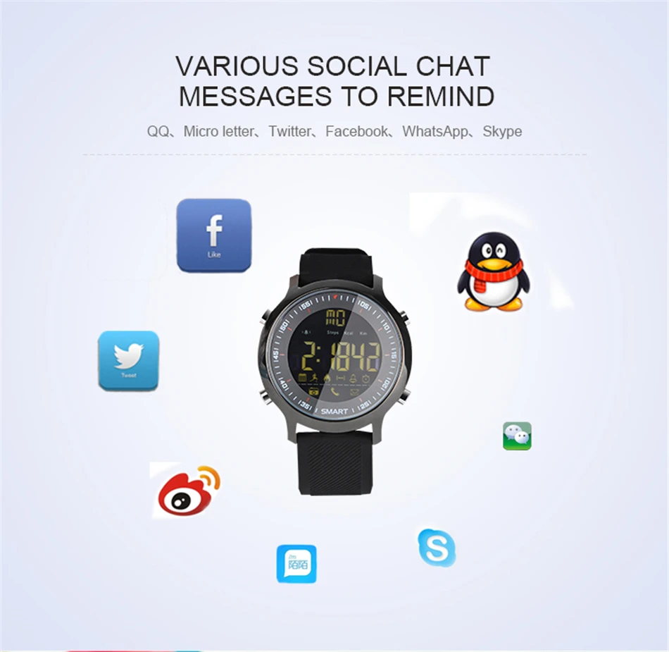 Original Makibes EX18 Sports Smart watch BT 4.0 Call reminder Remote control Stopwatch Pedometer 5 ATM Water Resistant (7)