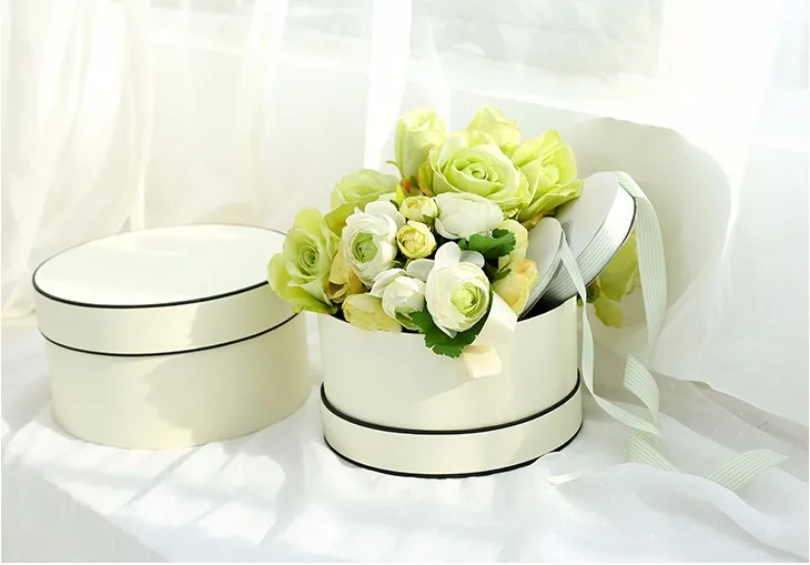 Round Box Wholesale/round Flower Box With Lid Ribbon Handle Buy