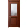 2017 New Design Brown Walnut Solid Wood Frame Security Door with Glass