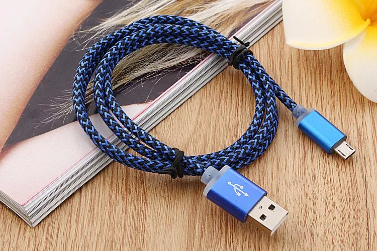 Aluminum Braided Wire Micro USB Cable Micro B Sync and Charging Cables for Samsung Nexus LG Motorola Android Smartphones - ANKUX.COM