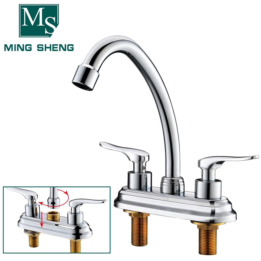 Deck-mounted 2 hole kitchen faucet solid brass faucet manufacturers