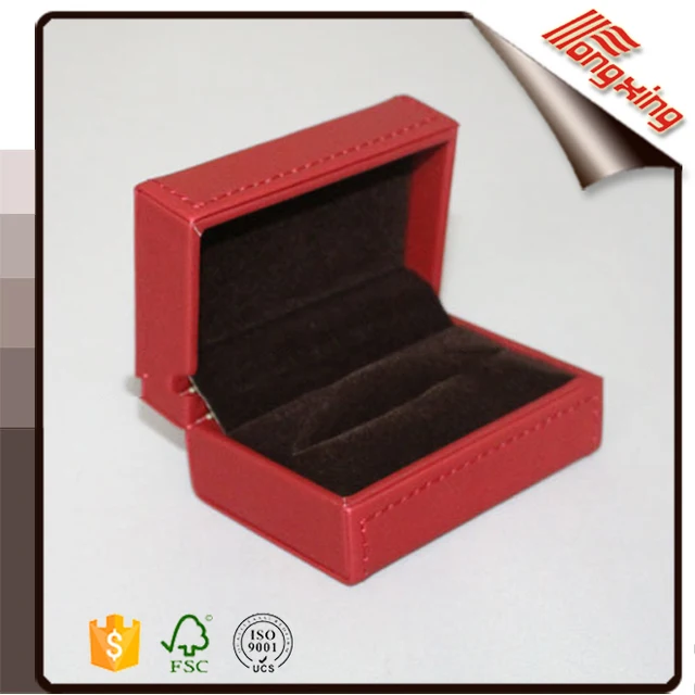 red colour pu leather packaging jewelry gift couple rings box