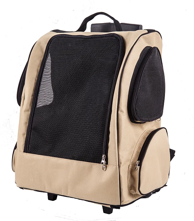 Backpack on wheels Pet Travel Rolling Carrier Backpack Luggage on Wheels with mat