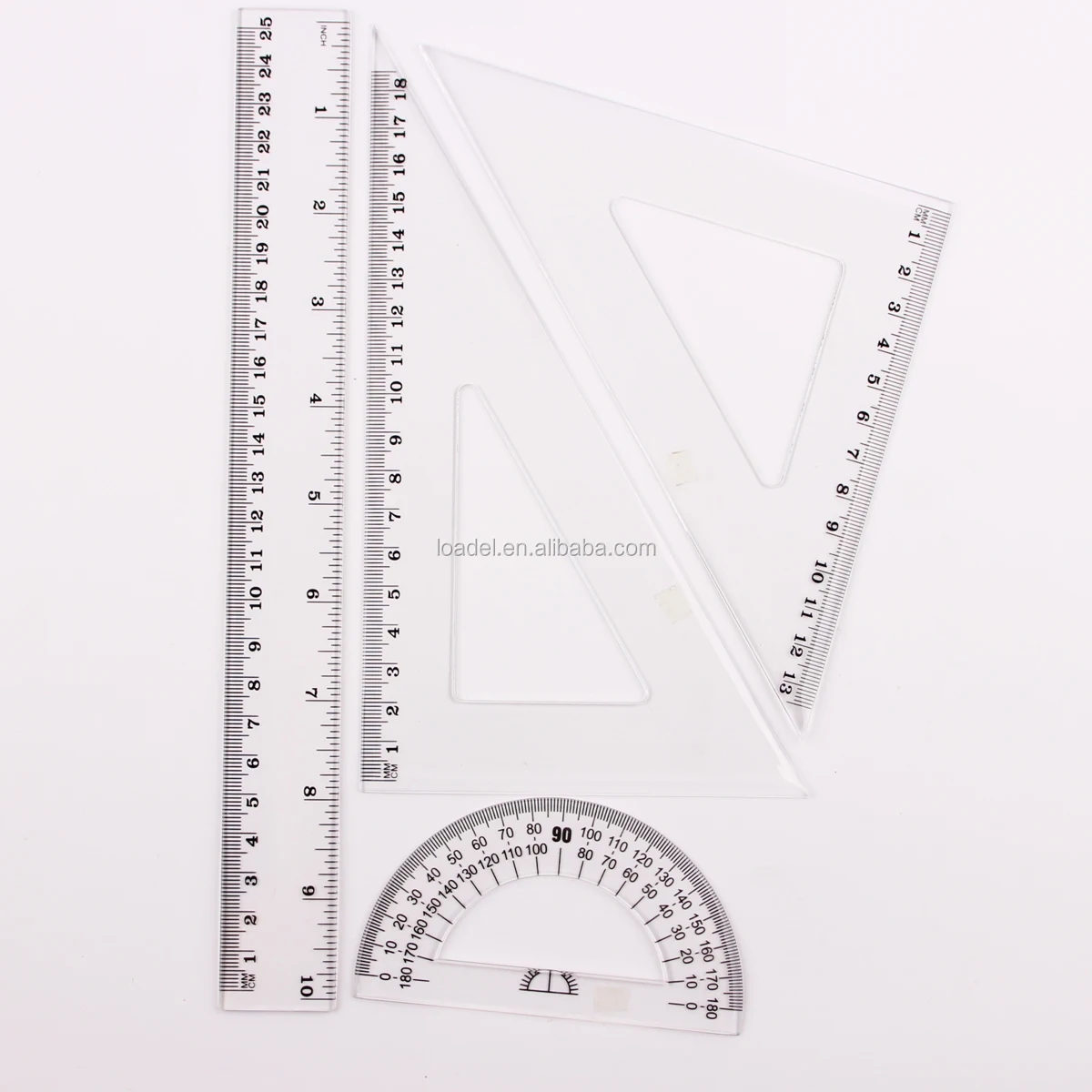 25cm Ruler Triangle 4pcs Geometric School Ruler Set