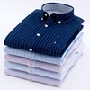 striped men's casual shirt cotton washed Oxford full long sleeve shirt new style