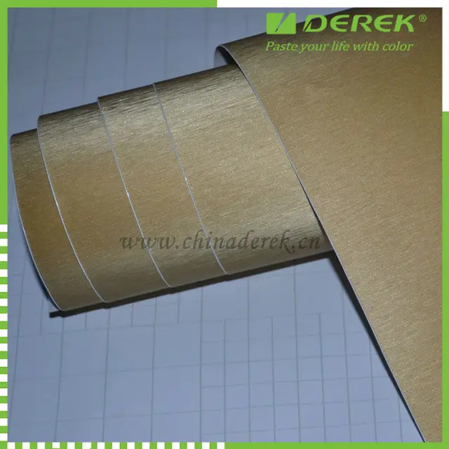 gold brushed metal vinyl car wrap film with air free bubbles