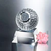 Wholesale golf ball crystal table clock, cheap sports ball timepieces as business gift