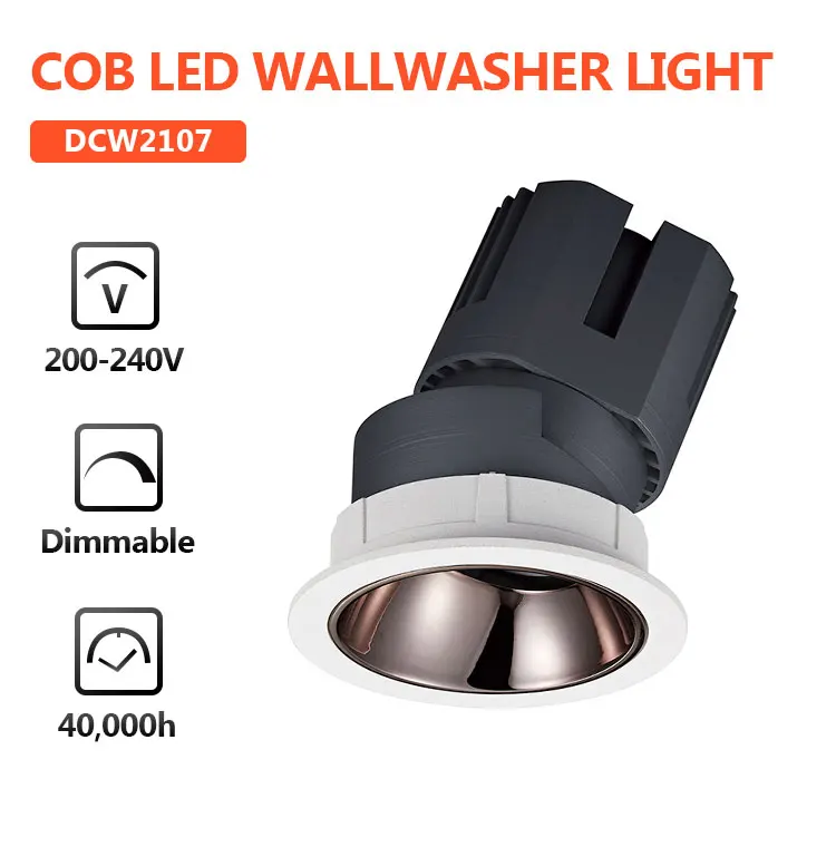 Cutout 55MM 75MM  95MM 125MM 150MM down wallwasher light 7 12 20 30 40W led cob wall washer light